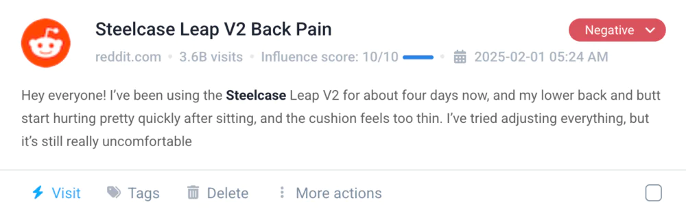 A competitor's negative mention found by Brand24.